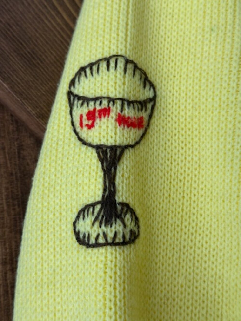 Andrew Aresti Vintage 1950's Golf Embroidered Cardigan Sweater Womens Yellow S - Picture 7 of 15